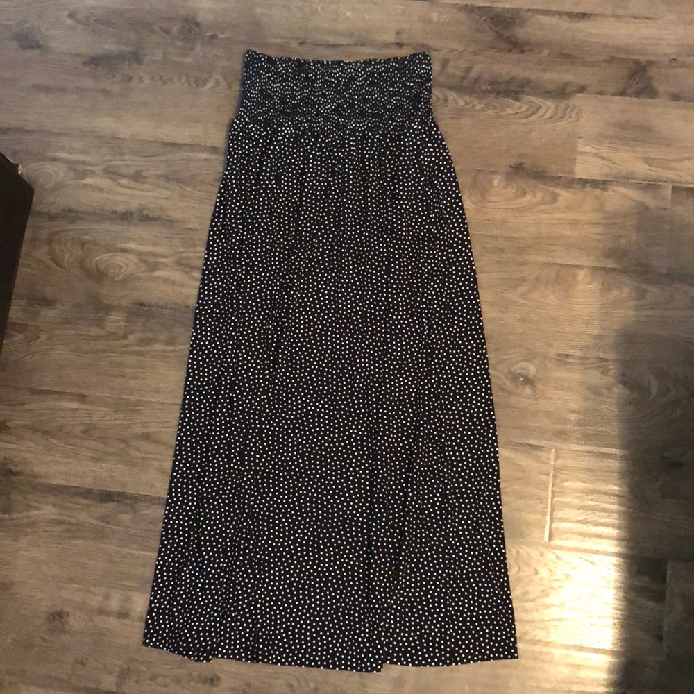 Black and White Polkadot High-Waisted Skirt